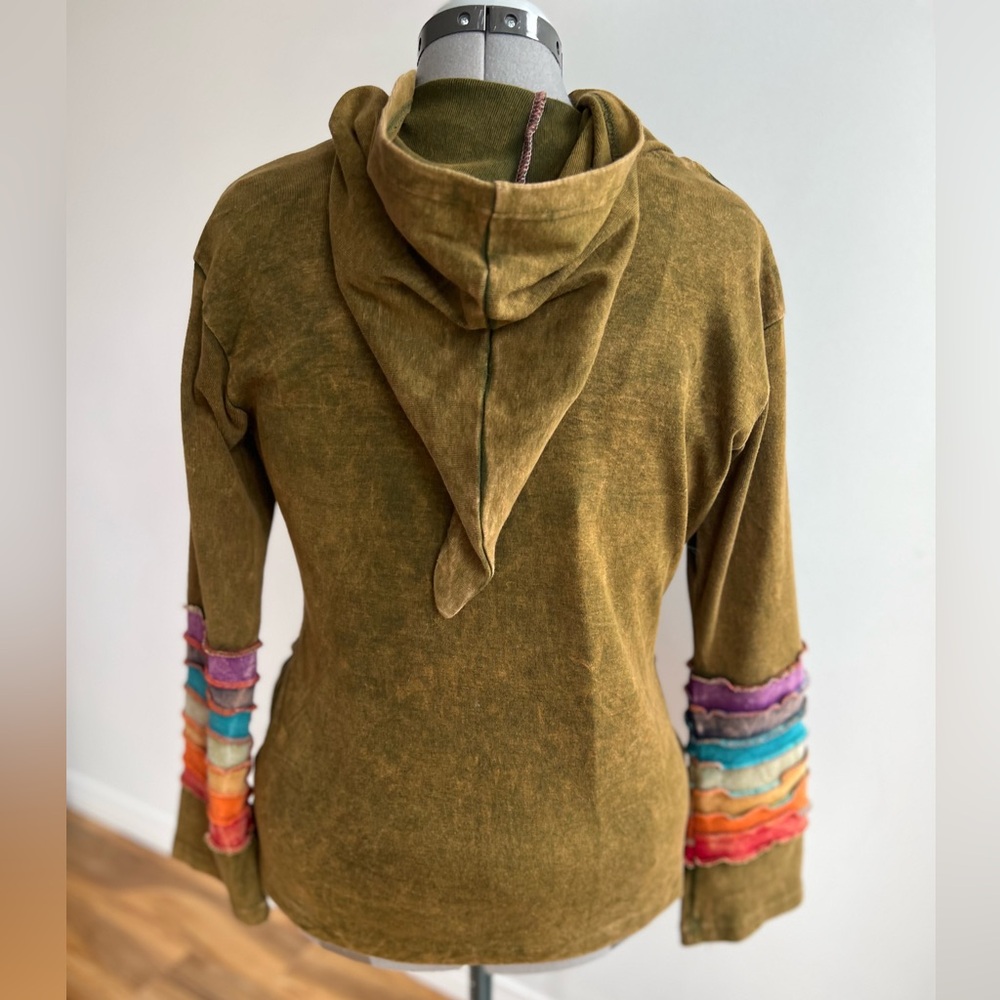 Y2 K Ark Floral 100% cotton Embroidered Women's Hoodie Jacket - Picture 4 of 9